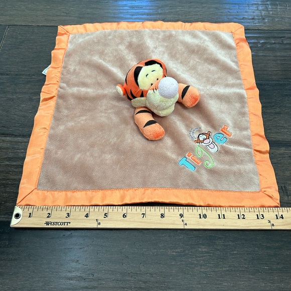 Disney Baby Tigger Plush Security Blanket Lovey Orange 14” Square - Picture 14 of 15
